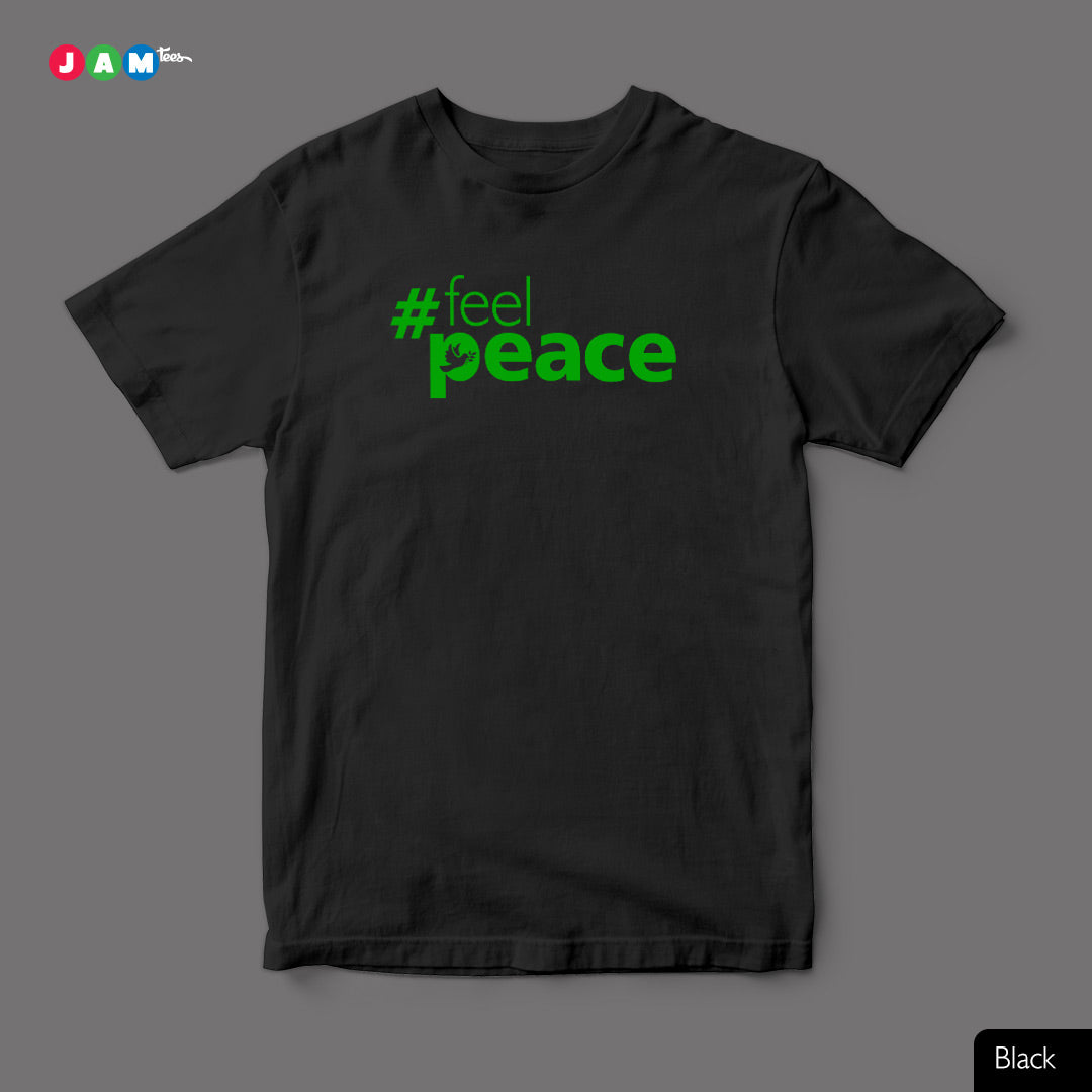 JAMtees: #PEACE Typographic Print White T-shirt