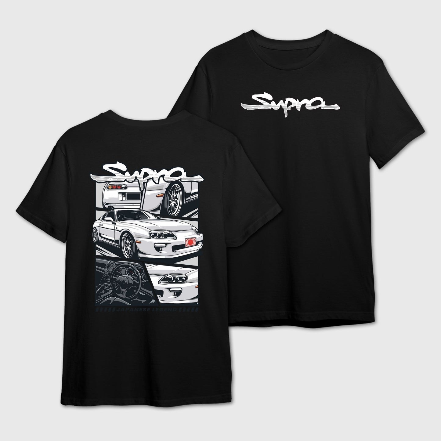 Japanese Legend Supra Sports Car in Black & White Vector Art