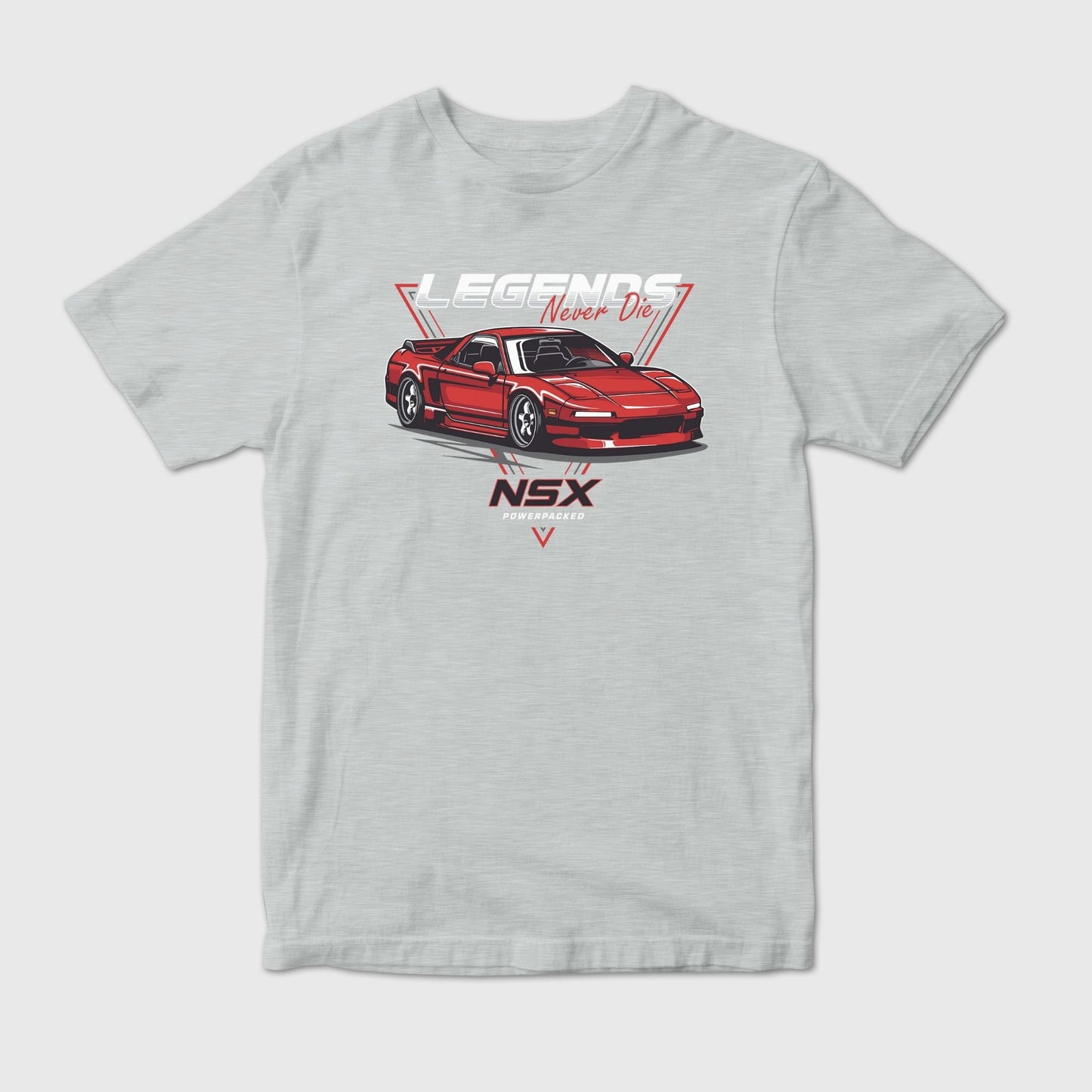 NSX "Legends Never Die" Red Sports Car in Triangle Design