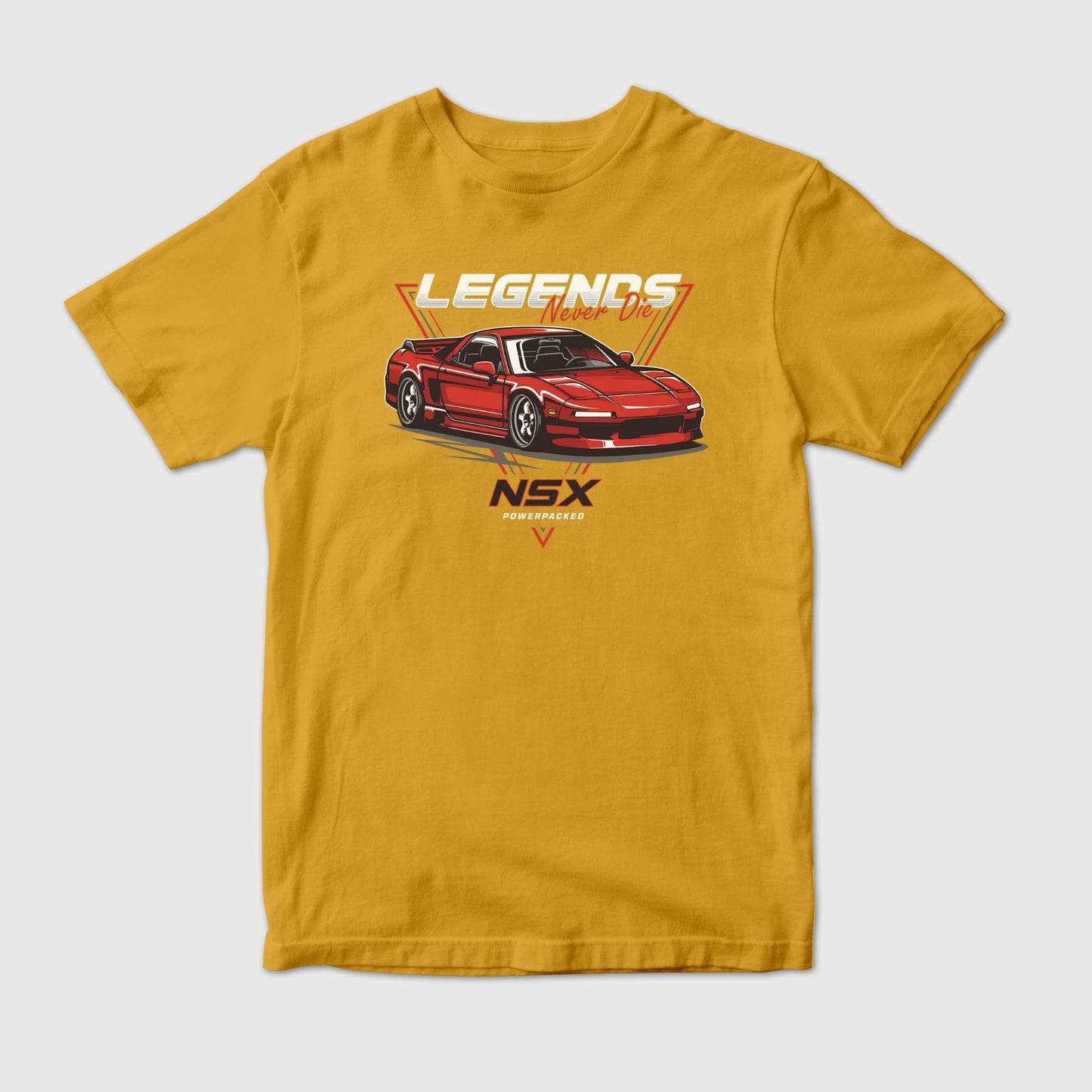 NSX "Legends Never Die" Red Sports Car in Triangle Design