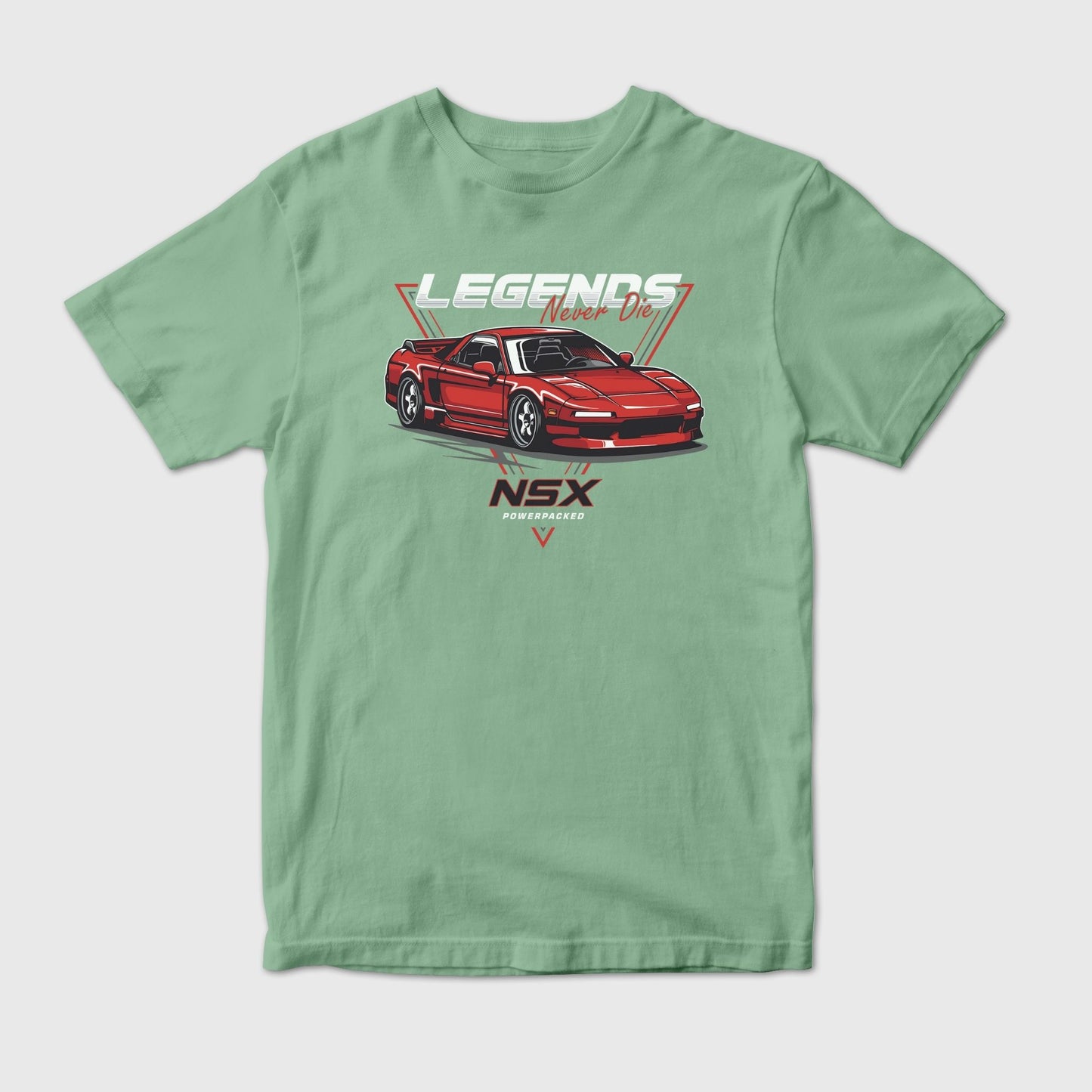 NSX "Legends Never Die" Red Sports Car in Triangle Design
