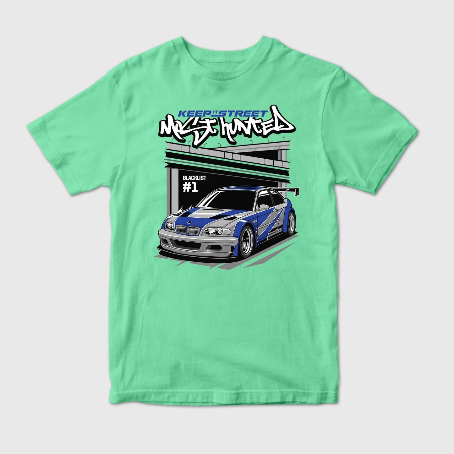 Blacklisted Street Racing | Most Hunted BMW Blue Car Tee