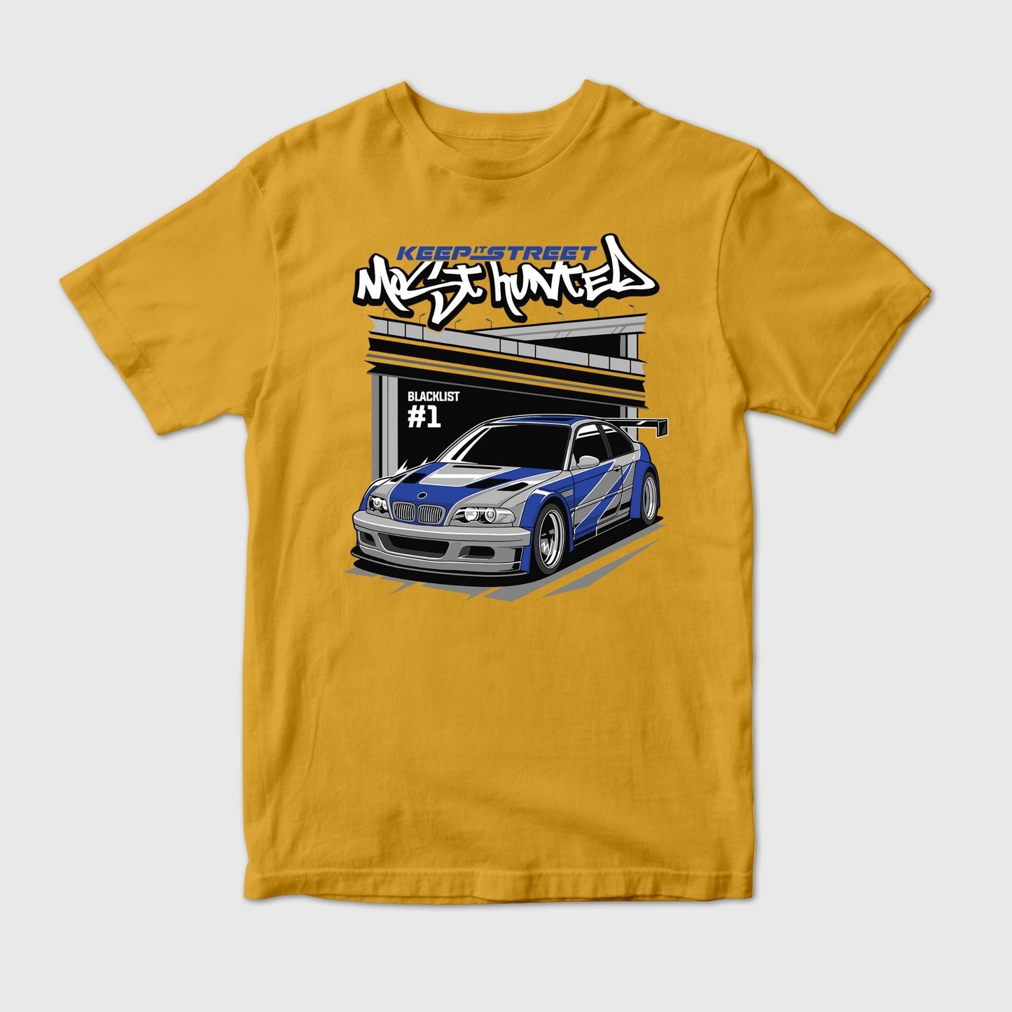 Blacklisted Street Racing | Most Hunted BMW Blue Car Tee