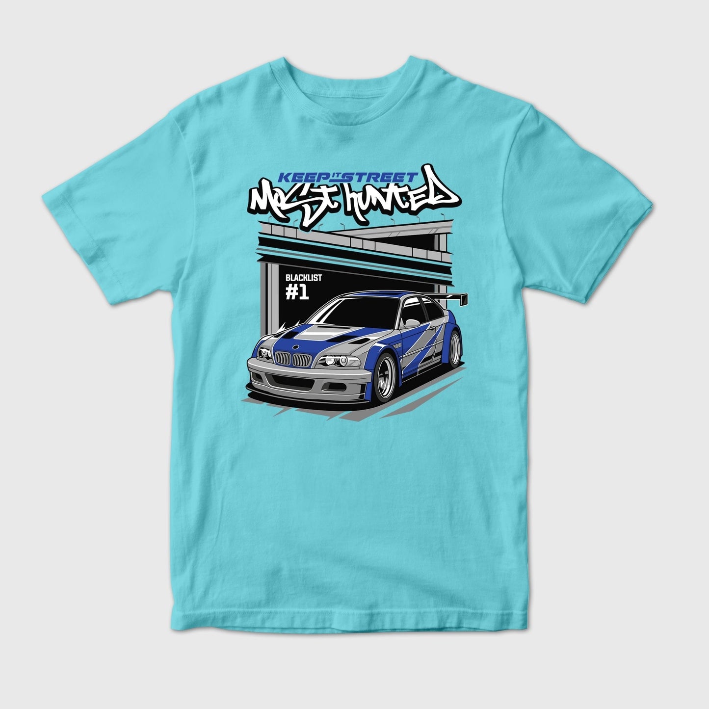 Blacklisted Street Racing | Most Hunted BMW Blue Car Tee