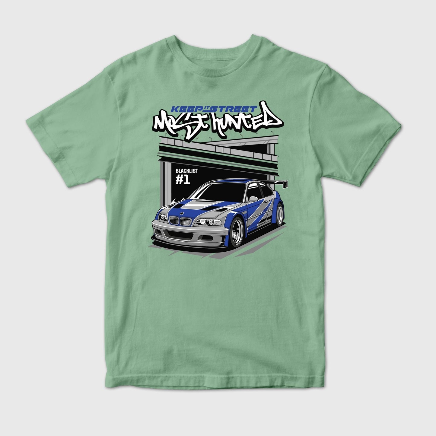 Blacklisted Street Racing | Most Hunted BMW Blue Car Tee