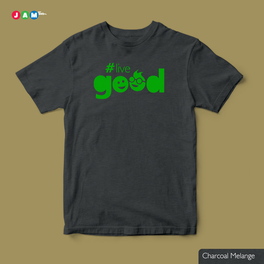 JAMtees White T-Shirt with Green #LiveGood Design