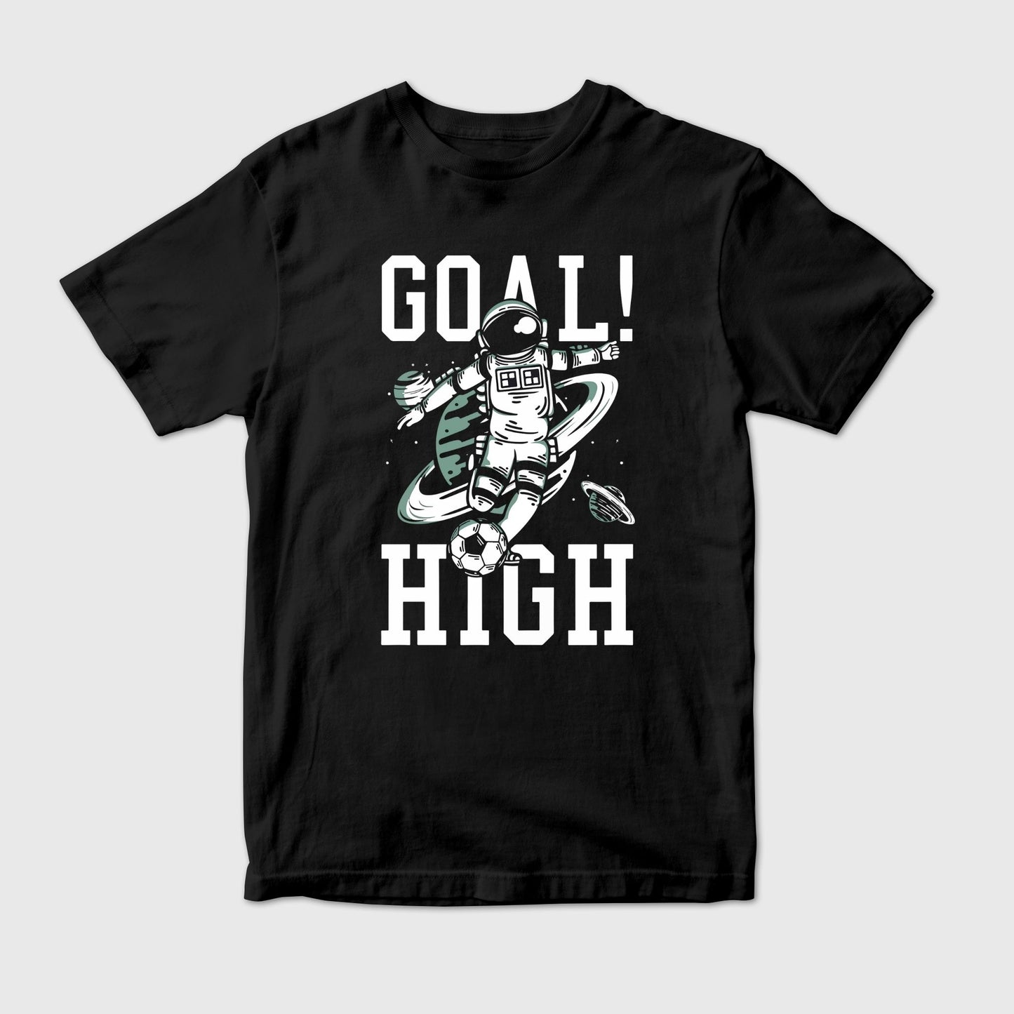"Goal High!" Astronaut Soccer T-Shirt | Space Fan