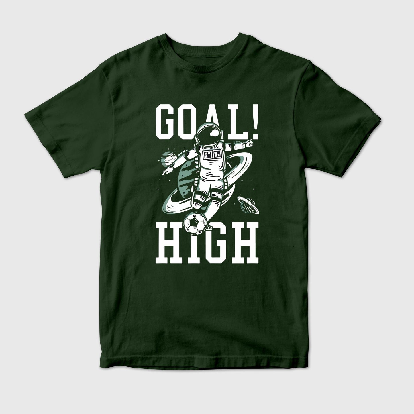 "Goal High!" Astronaut Soccer T-Shirt | Space Fan