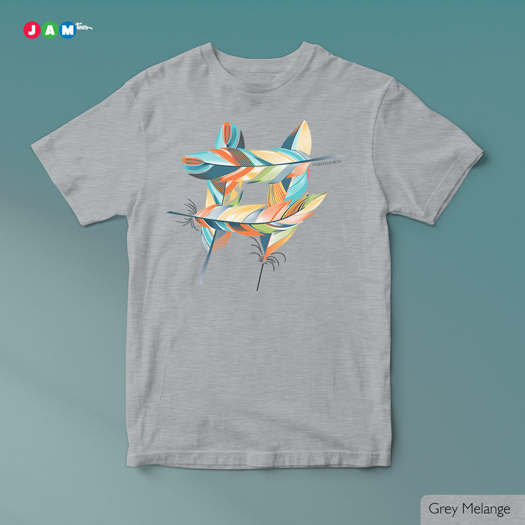 "Harmony Haven Tee: Feathered Elegance"