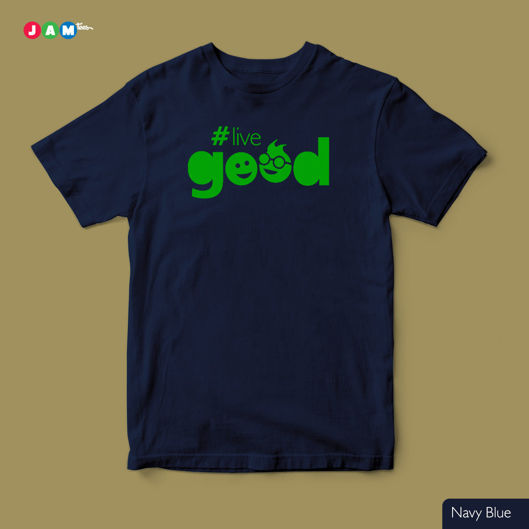 JAMtees White T-Shirt with Green #LiveGood Design