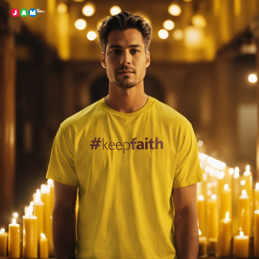 Hashtag Keep FAITH (Originals) Yellow Cotton T-shirt