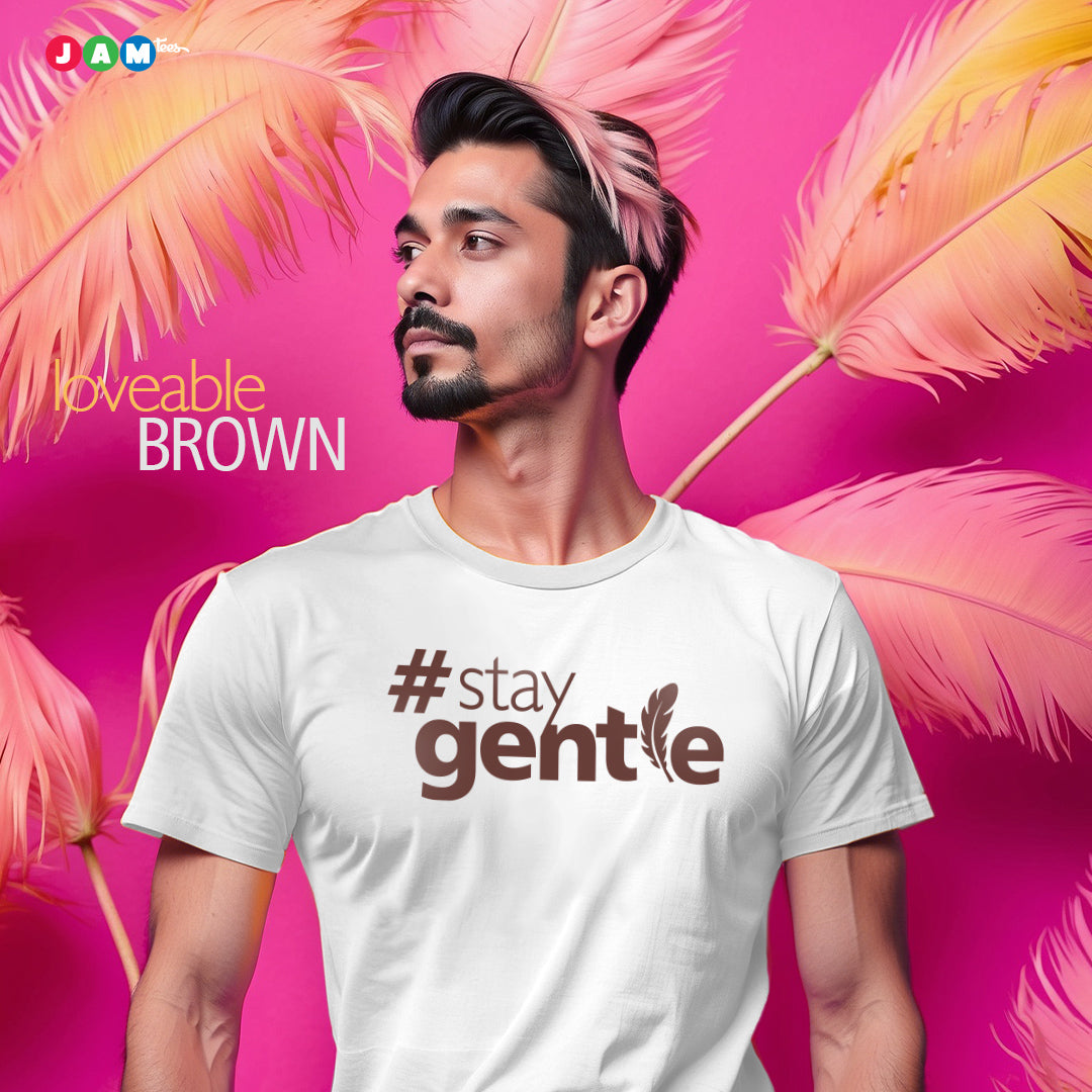 #StayGentle Feather-Lettered White Tee