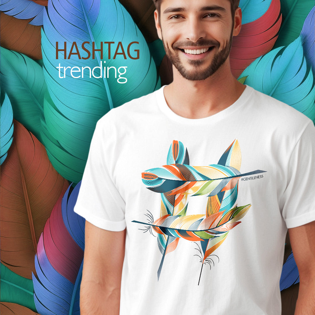 "Harmony Haven Tee: Feathered Elegance"