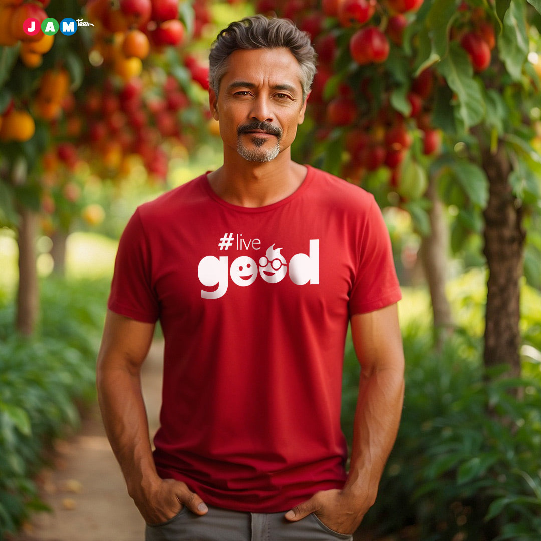 Hashtag Live GOOD Red Typography T-shirt