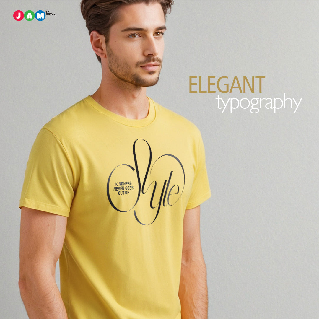 Radiant in Kindness: Limited Edition Yellow Tee with Cursive 'Style