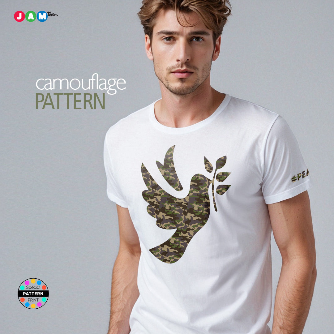 JAMtees White Camouflage Peace T-shirt