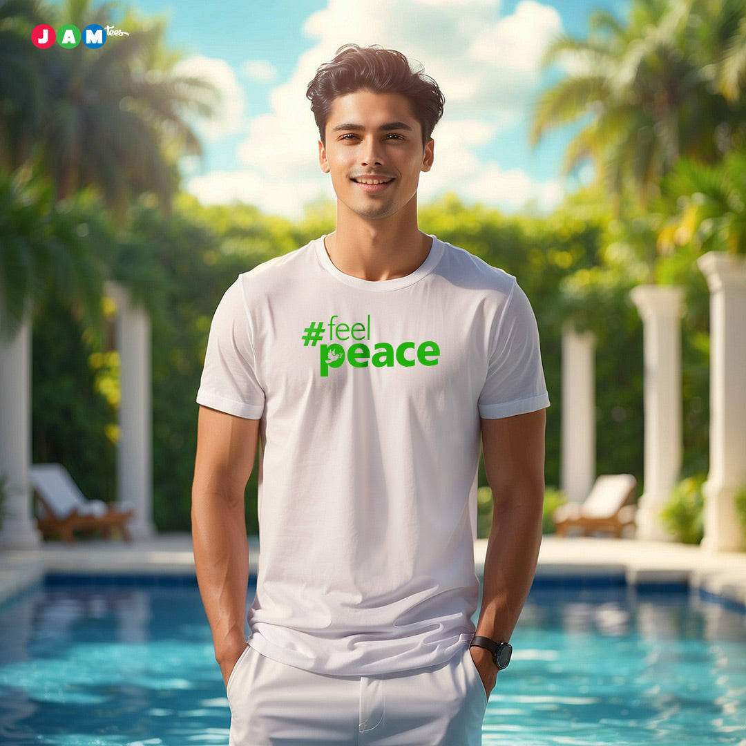 JAMtees: #PEACE Typographic Print White T-shirt