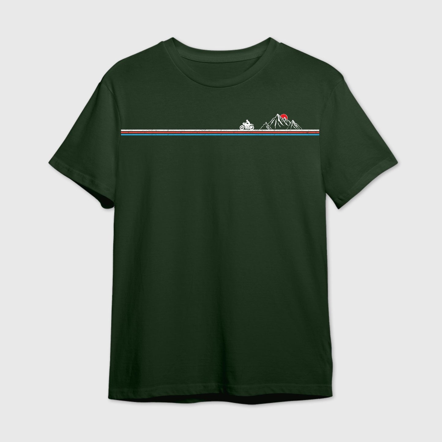 Dark Green t-shirt with a graphic design of a Rider on the triband