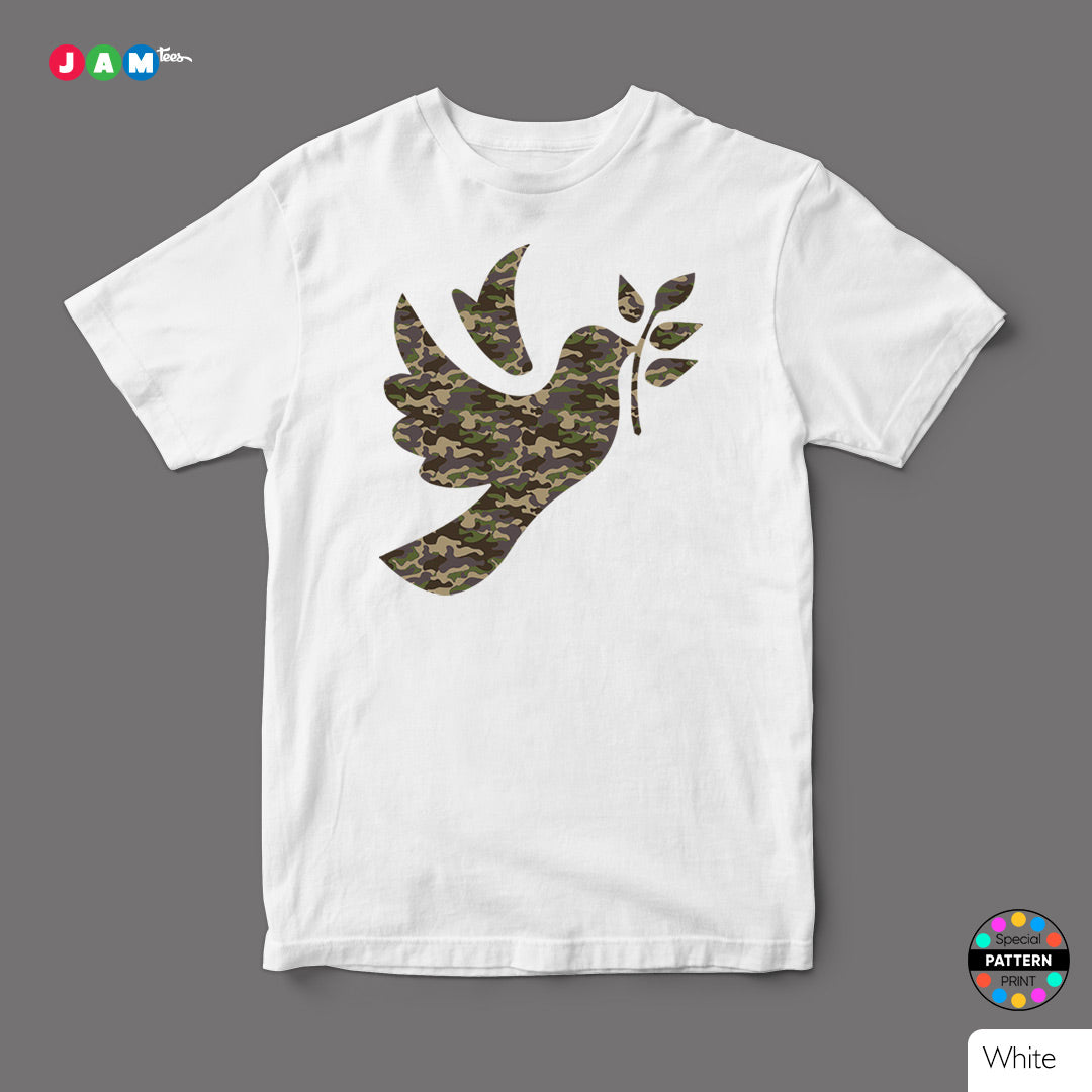 JAMtees White Camouflage Peace T-shirt