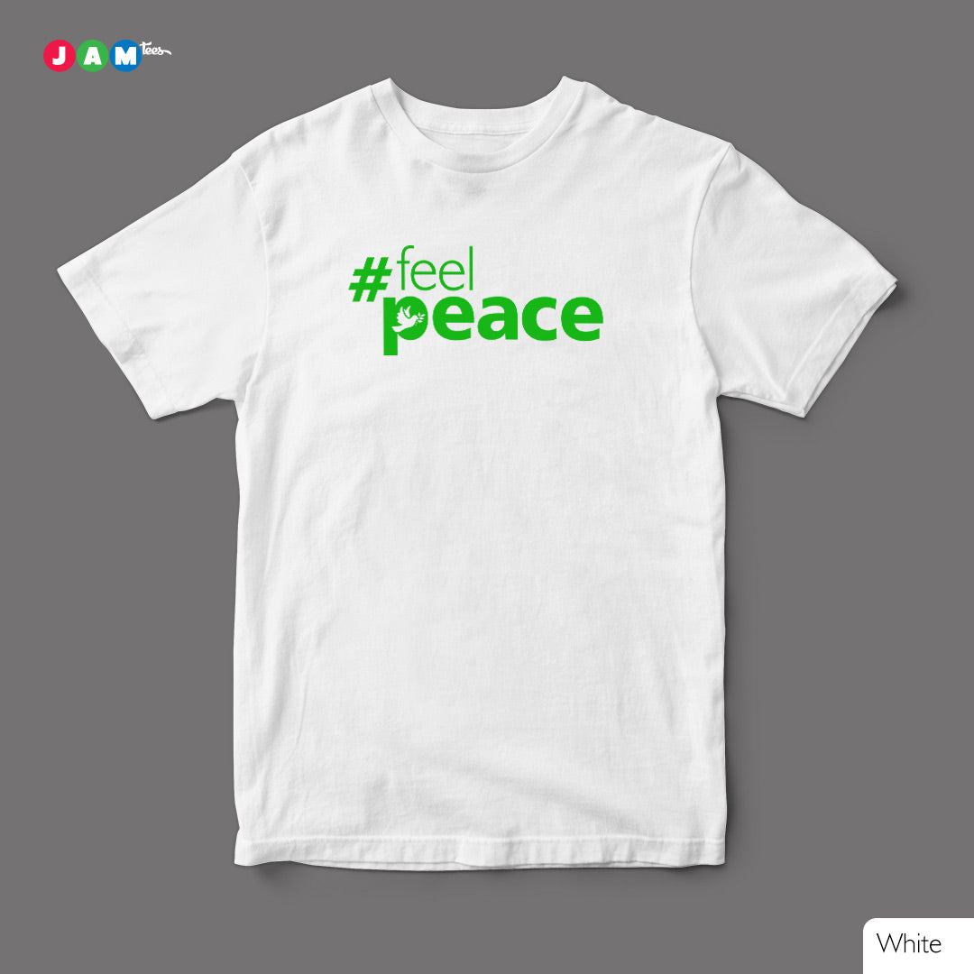 JAMtees: #PEACE Typographic Print White T-shirt