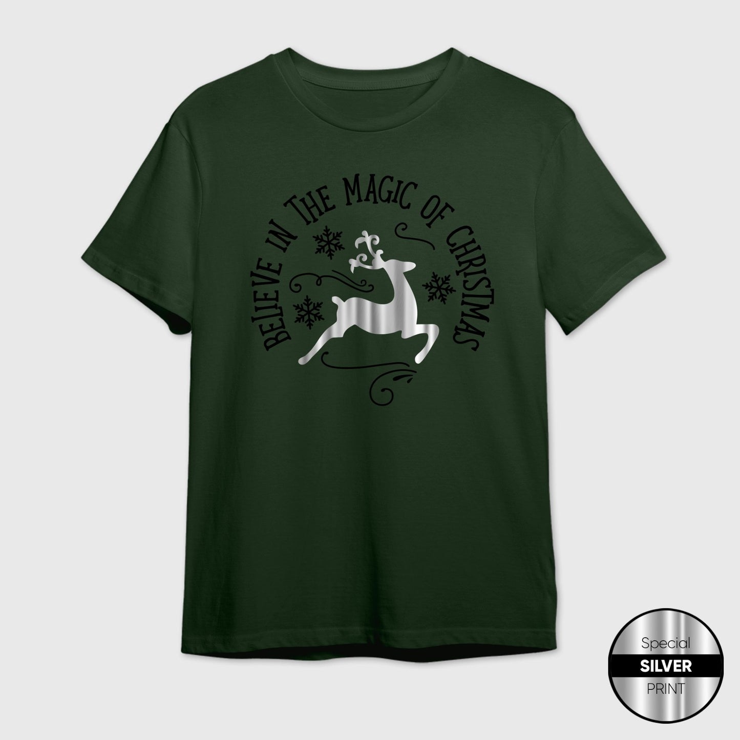 Magic of Christmas T-Shirt | Silver Reindeer Festive Tee