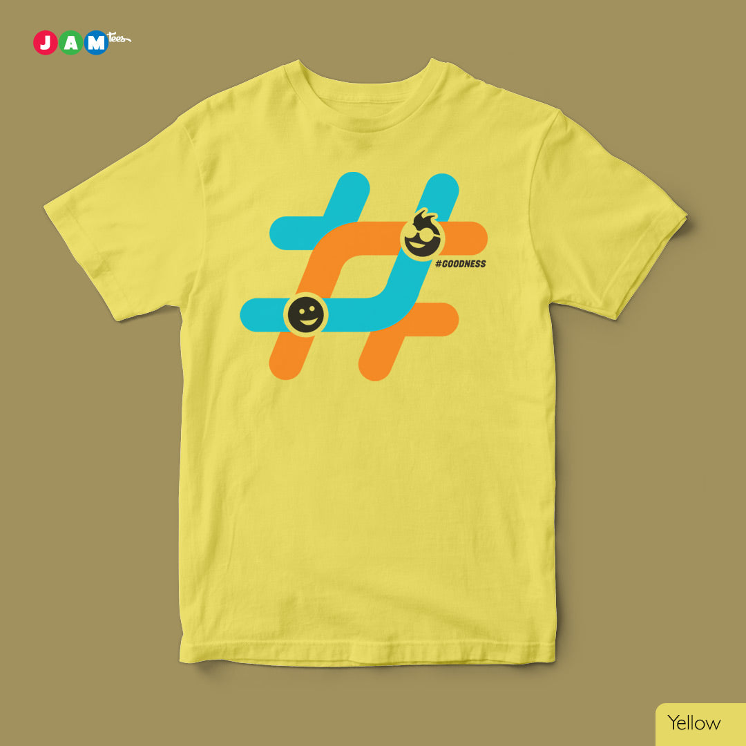 JAMtees #Goodness Yellow T-Shirt with Hashtag Print