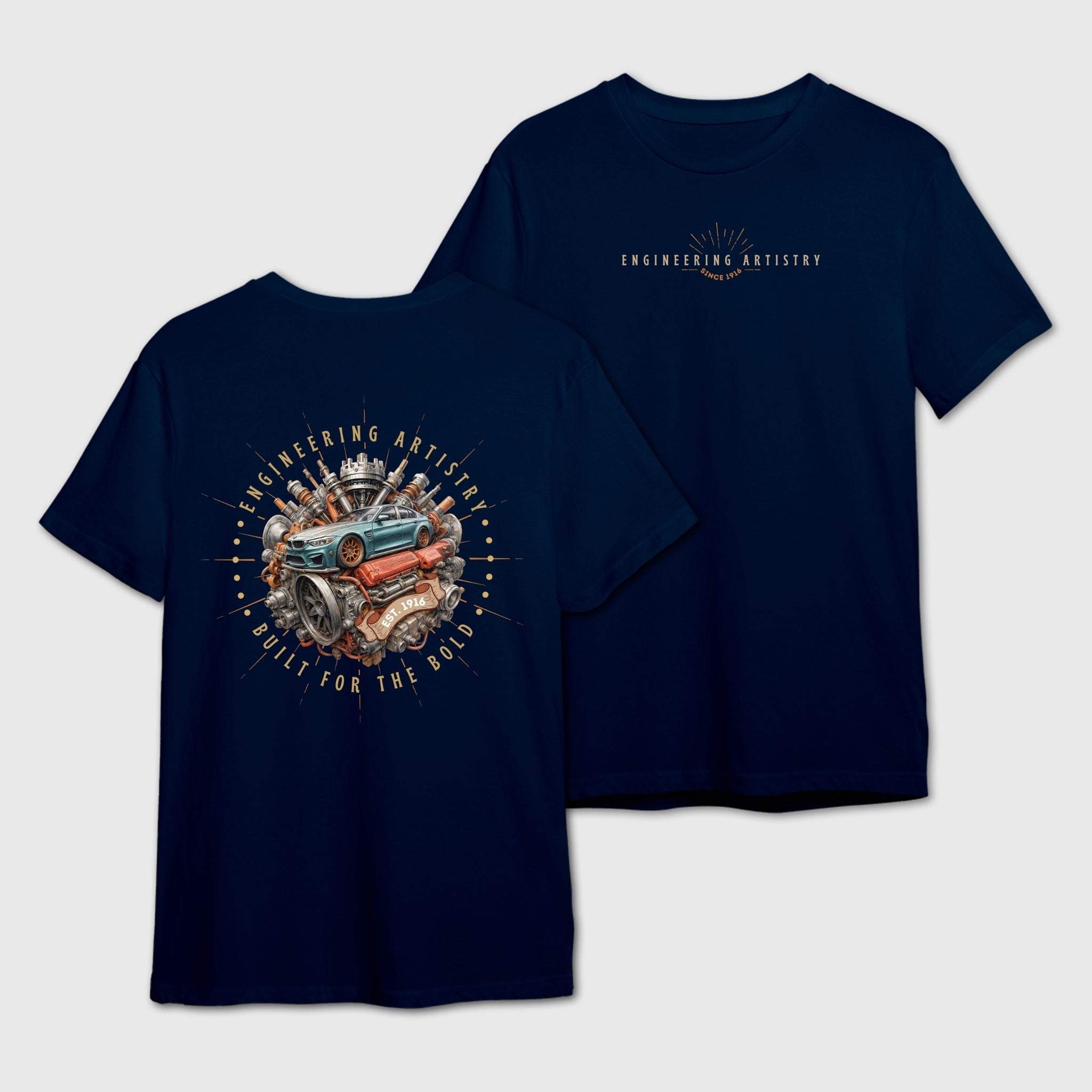 Vintage Artistic Illustration of BMW Car Engine