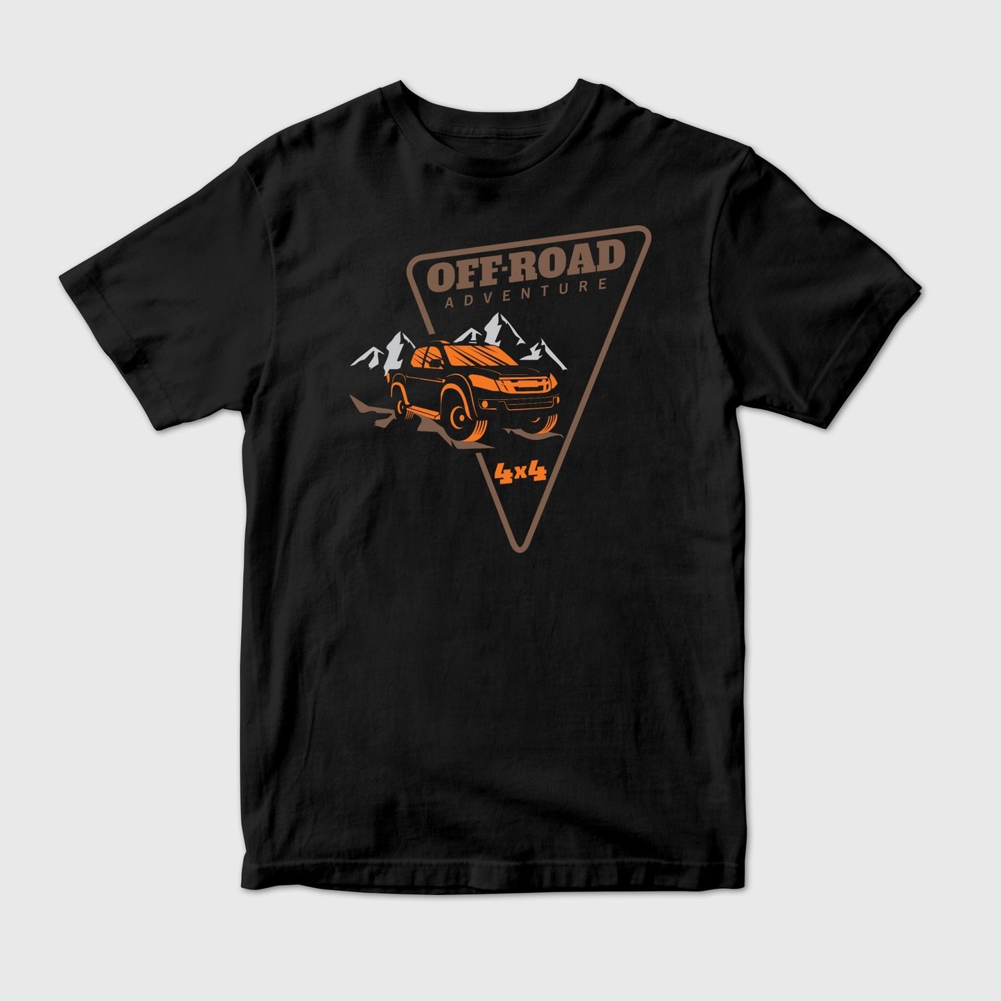 Black t-shirt with off-road adventure graphic showcasing a 4x4 Isuzu Truck 
