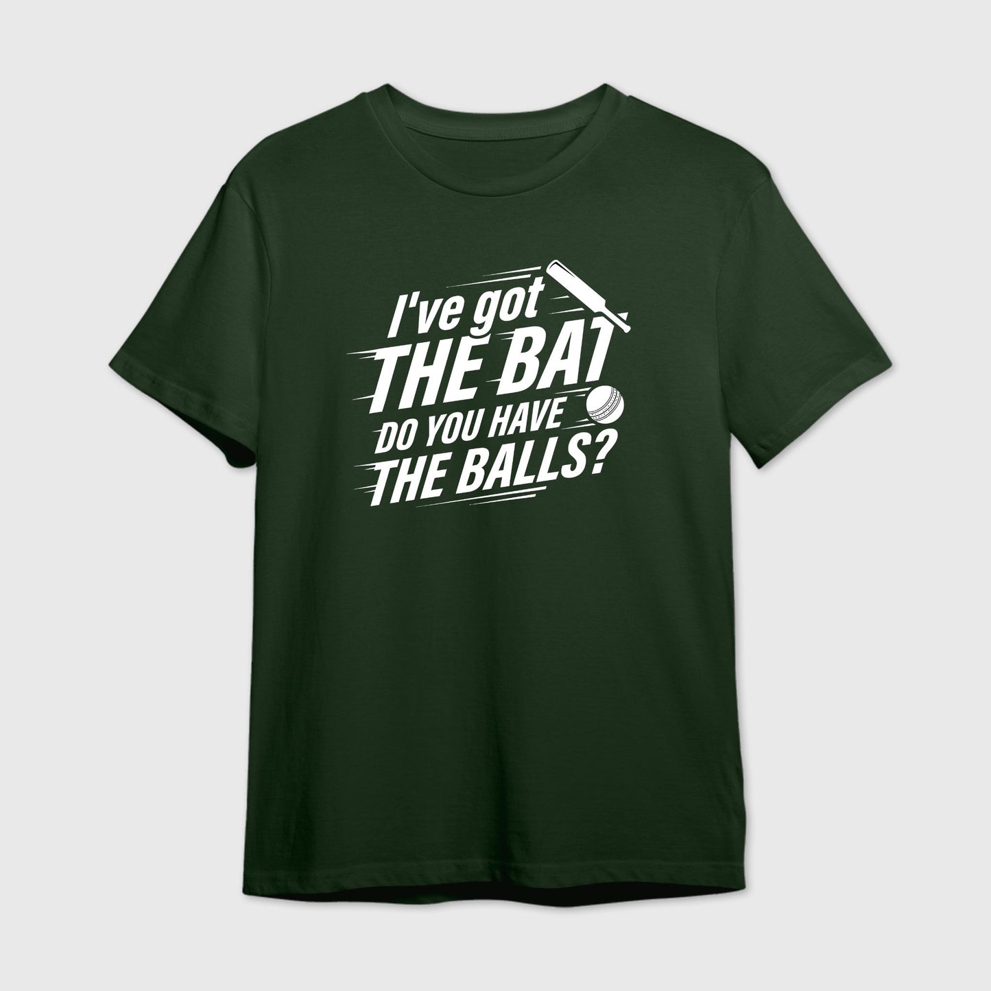 Green t-shirt with White humorous text design