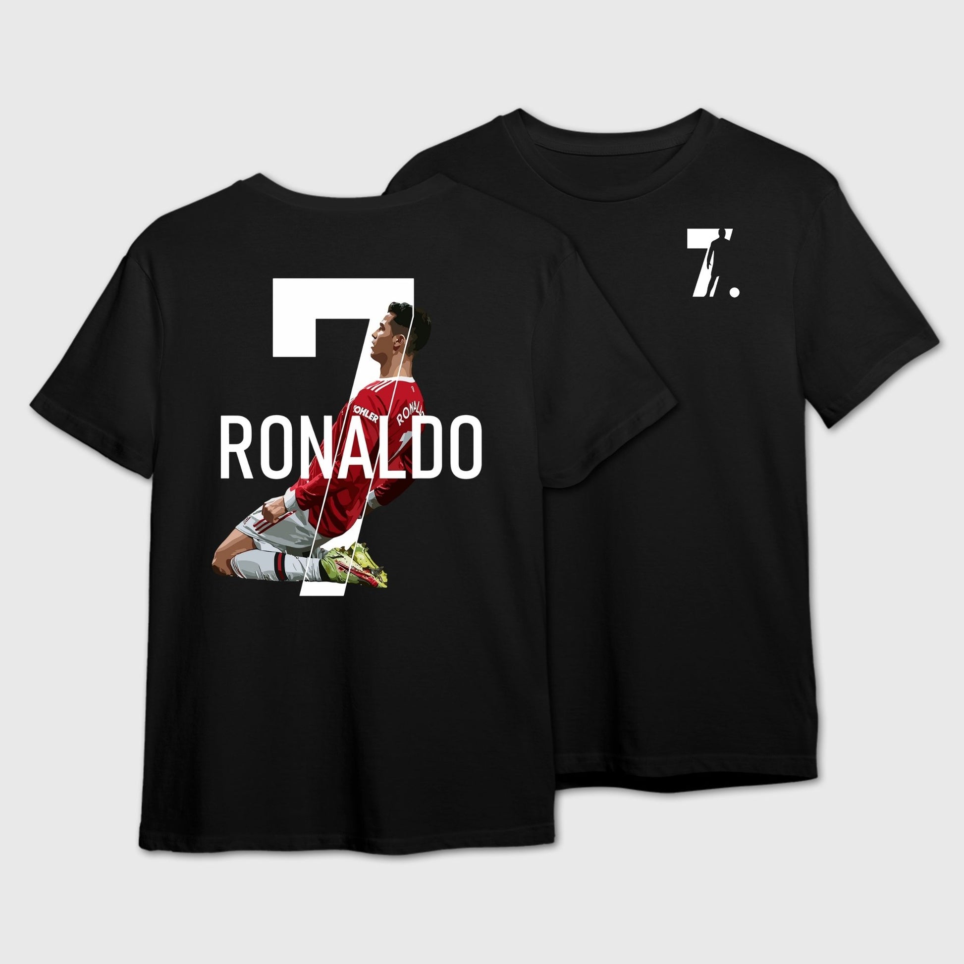 Black t-shirt with a graphic of Ronaldo inside number 7