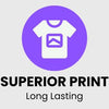 High quality print icon with text 'Superior Print Long Lasting'.