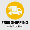 Free shipping with tracking icon featuring a yellow circle with a white truck on it.