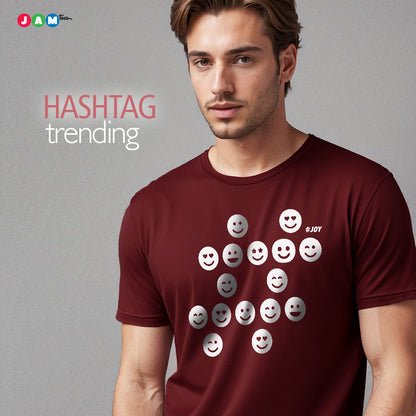 #JOY Maroon Hashtag Smiley T-shirt