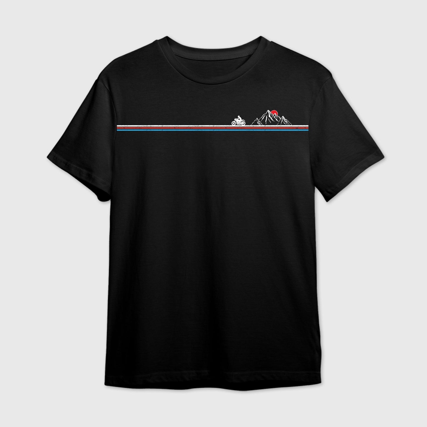 Black t-shirt with a rider on a triband graphic design
