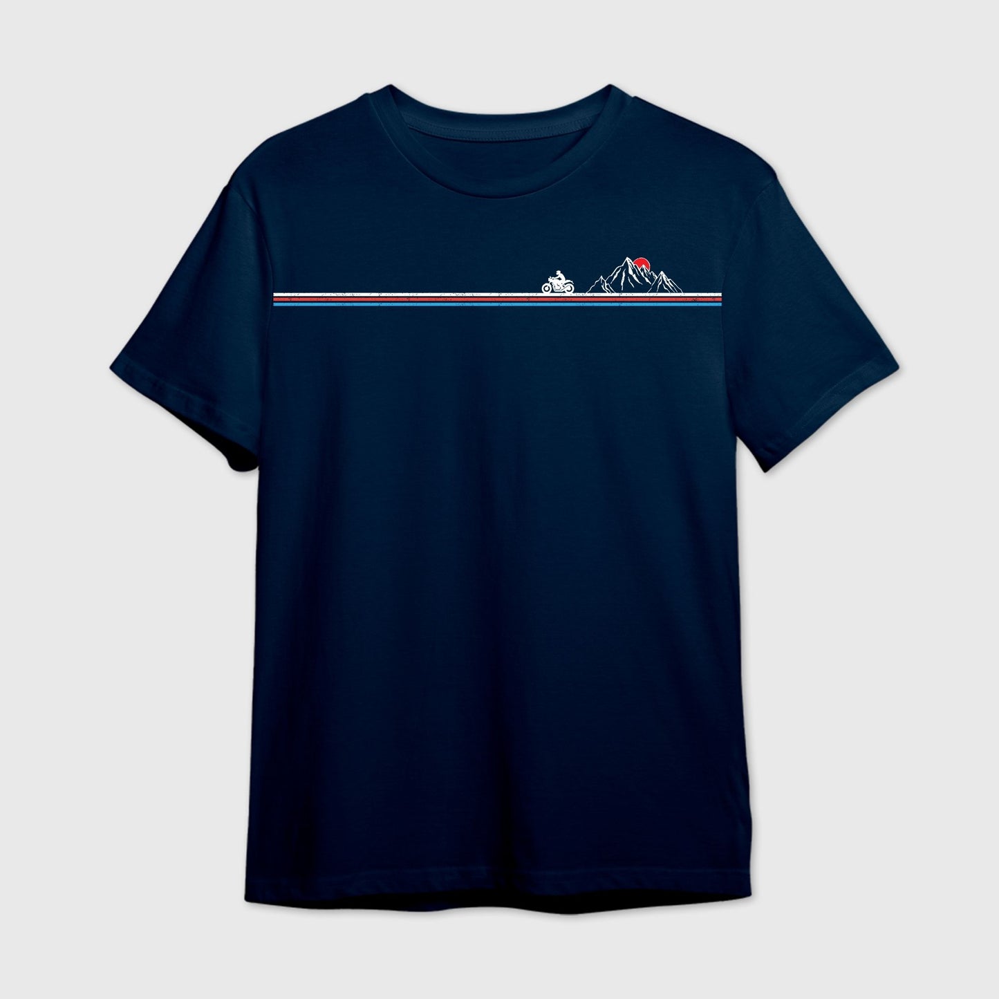 Navy Blue t-shirt with a rider on a triband graphic design