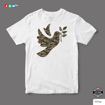 JAMtees White Camouflage Peace T-shirt