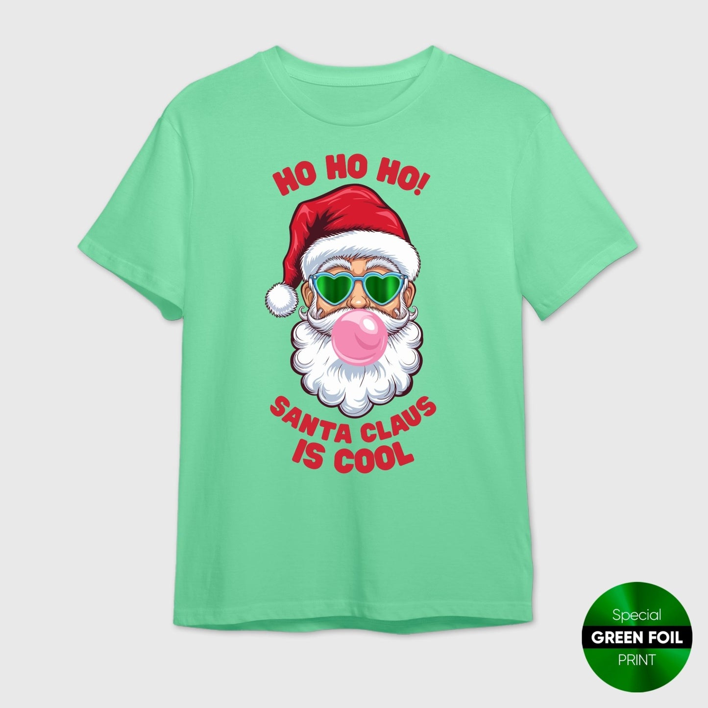 Cool Santa T-Shirt | Funny Christmas Ho Ho Ho Bubble Gum Tee