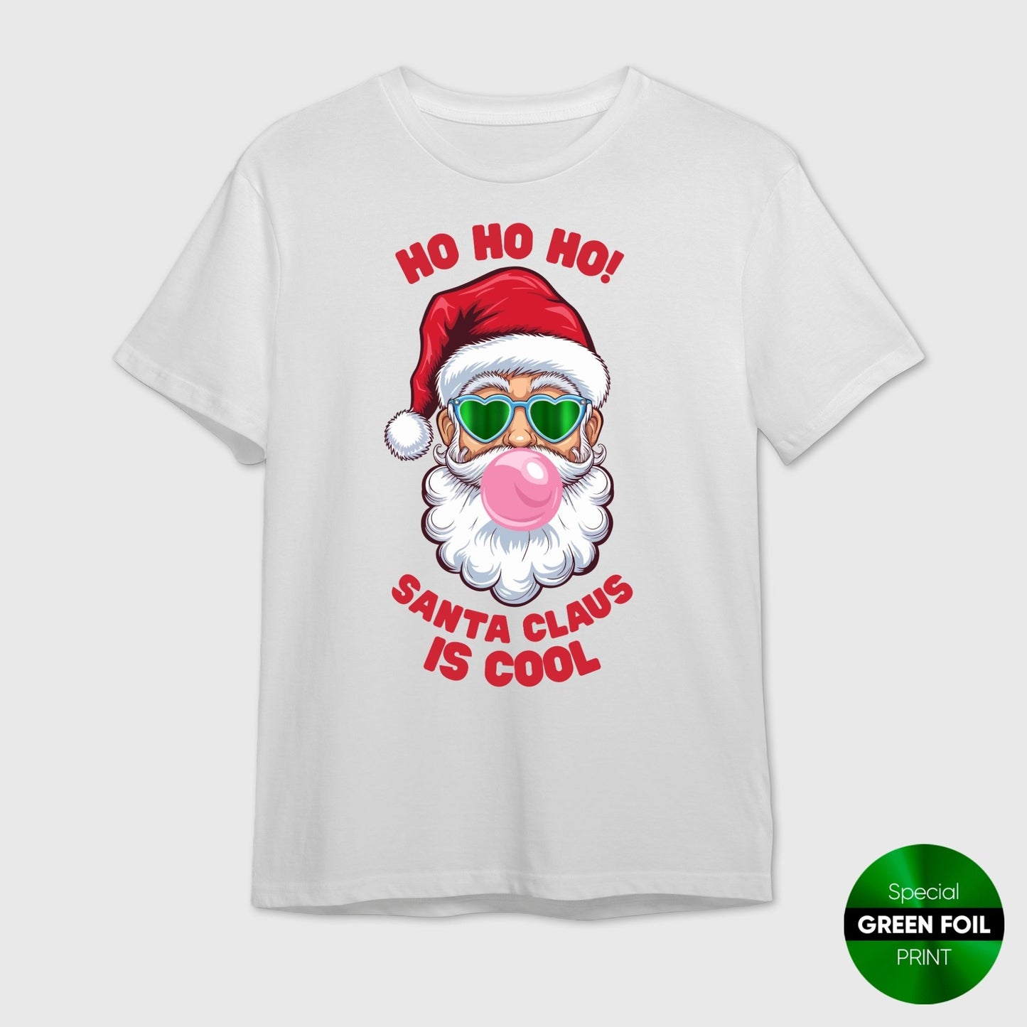 Cool Santa T-Shirt | Funny Christmas Ho Ho Ho Bubble Gum Tee