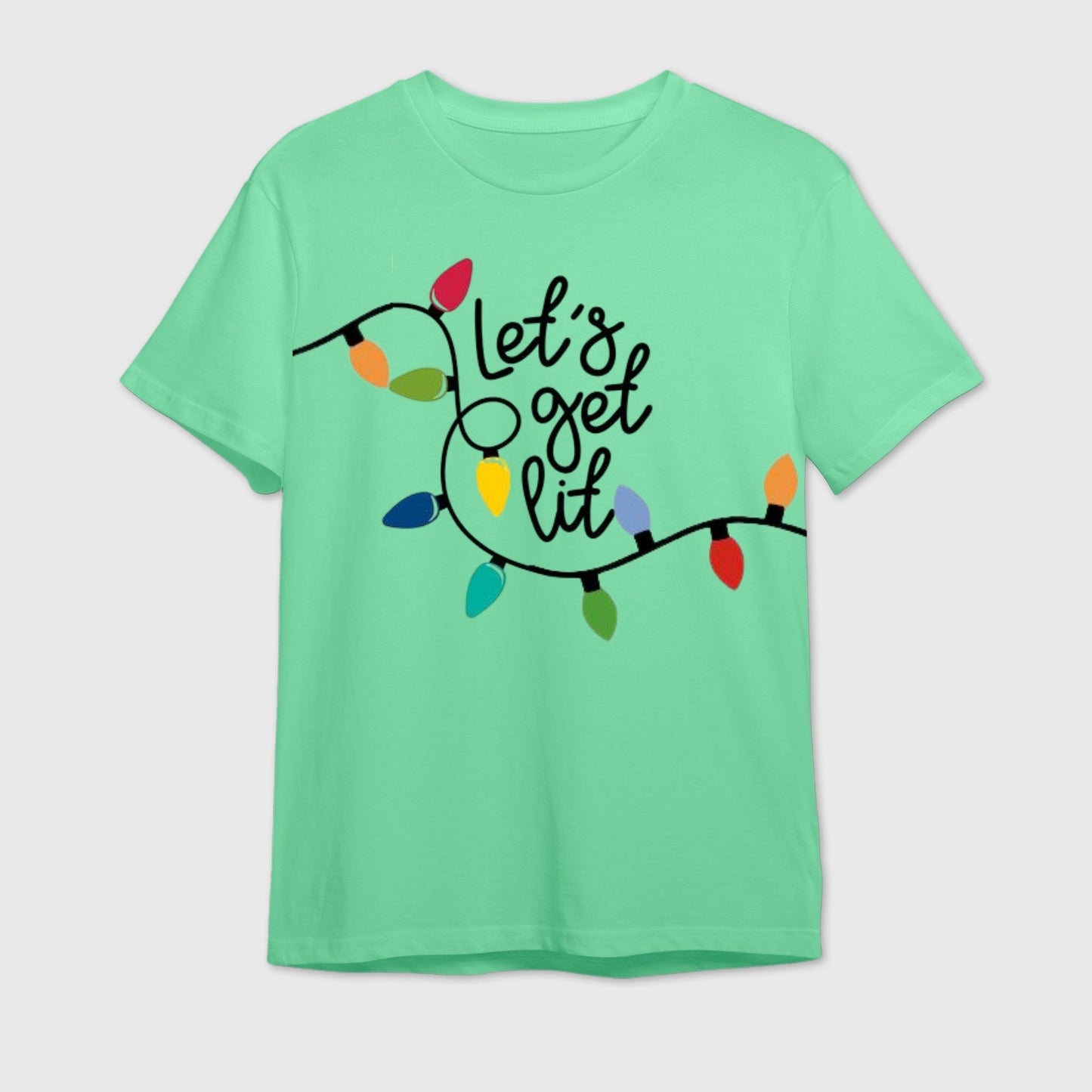 Let's Get Lit T-Shirt | Funny Christmas Lights Drinking Tee