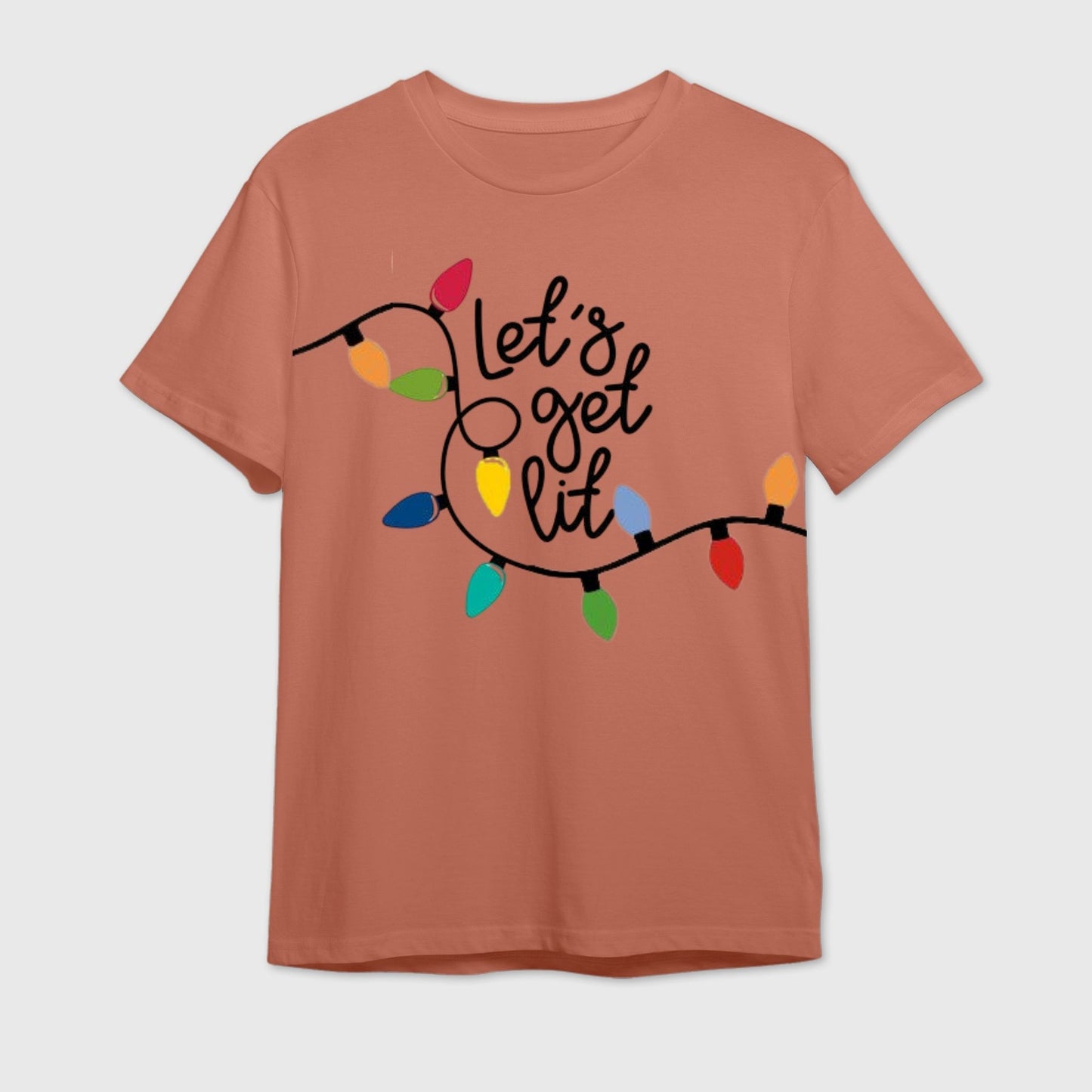 Let's Get Lit T-Shirt | Funny Christmas Lights Drinking Tee
