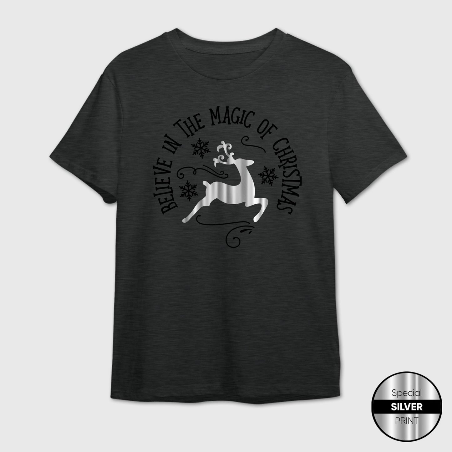 Magic of Christmas T-Shirt | Silver Reindeer Festive Tee