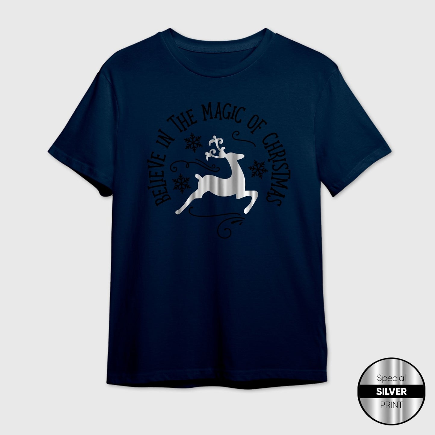Magic of Christmas T-Shirt | Silver Reindeer Festive Tee