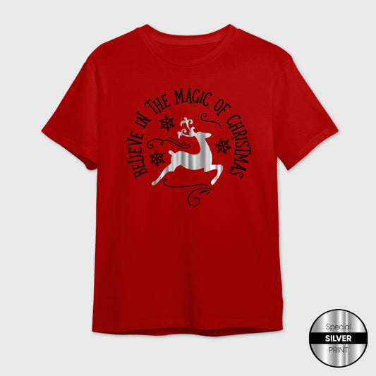 Magic of Christmas T-Shirt | Silver Reindeer Festive Tee
